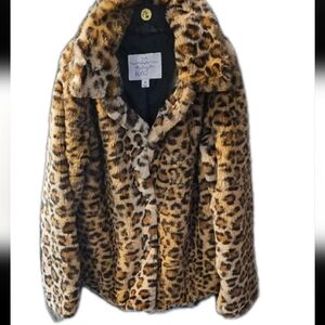 NWT Cheetah Faux Fur Girls 10 Jacket New Soft Furry Warm Winter Chrismas Holiday